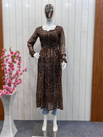 PURE SOFT FOX GEORGETTE LEOPARD TRENDY NYRA STYLE KURTA - Joshindia