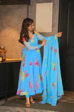 Buy Blue color lucknowi style kurta set for stylish look - Joshindia