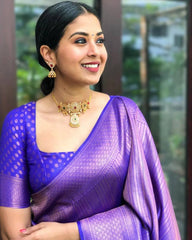 Trending Purple Color Silk Saree For Wedding - Joshindia