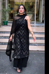 Black color trending floor length salwar suit buy now - Joshindia