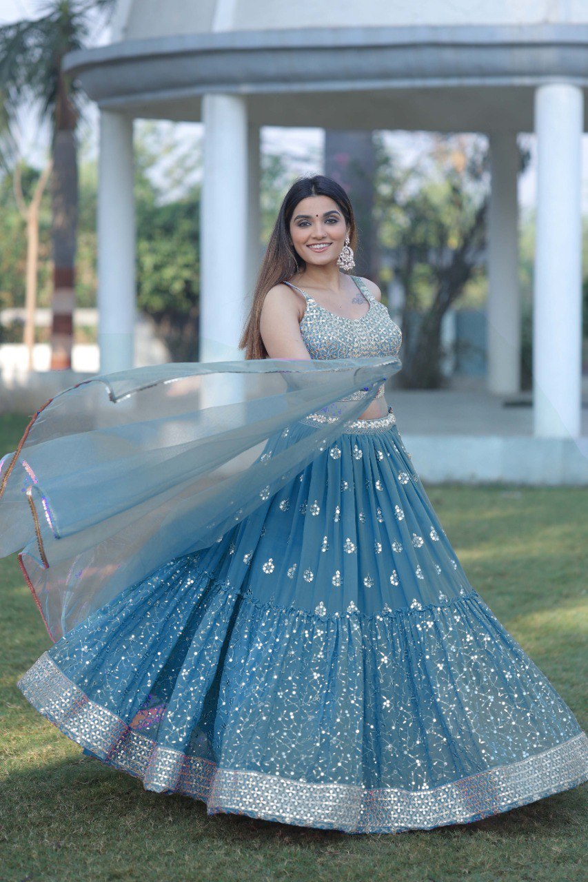 Beautiful Blue Color Lehenga choli For Wedding - Joshindia