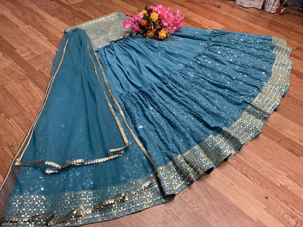 Beautiful Blue Color Lehenga choli For Wedding - Joshindia