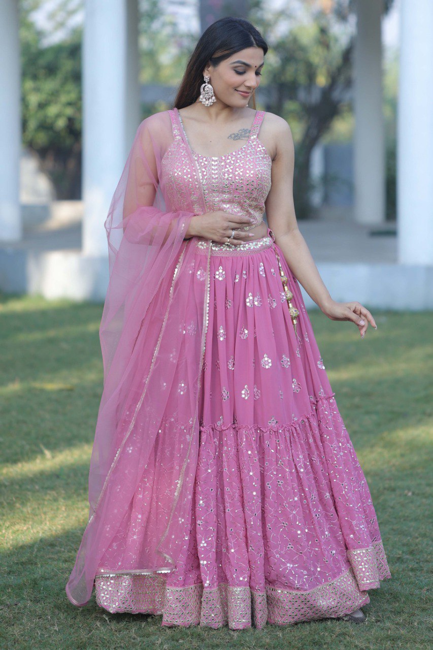 Beautiful Pink Color Lehenga choli For Wedding - Joshindia