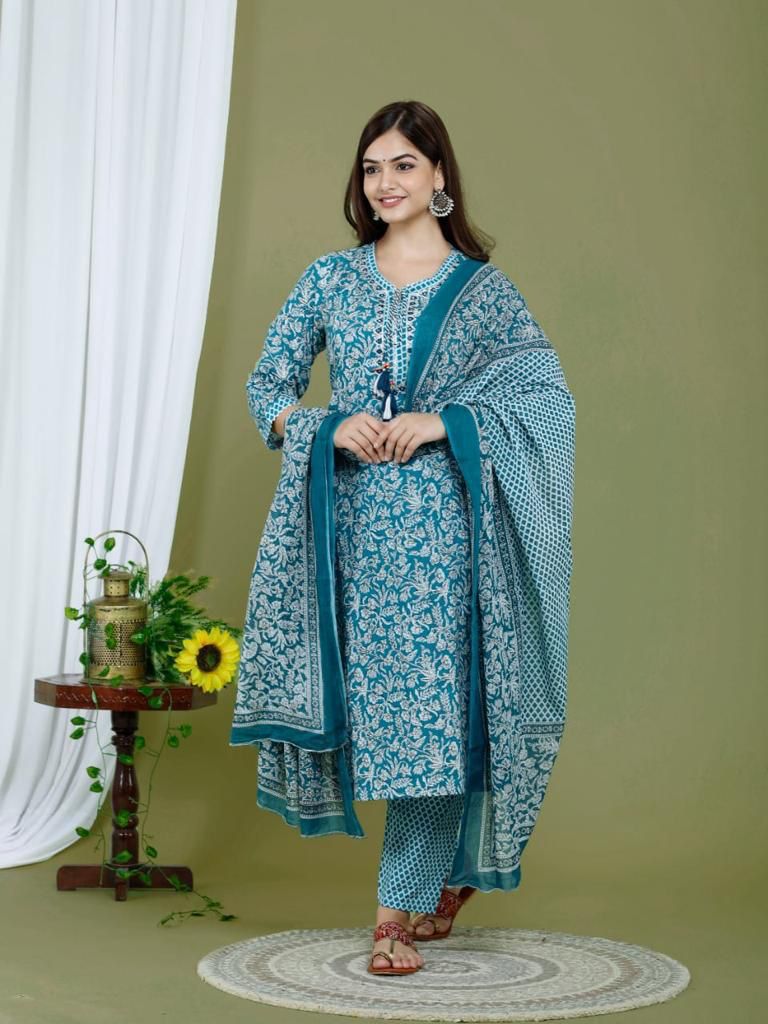 Buy Sky bluecolor lucknowi style kurta set for stylish look - Joshindia