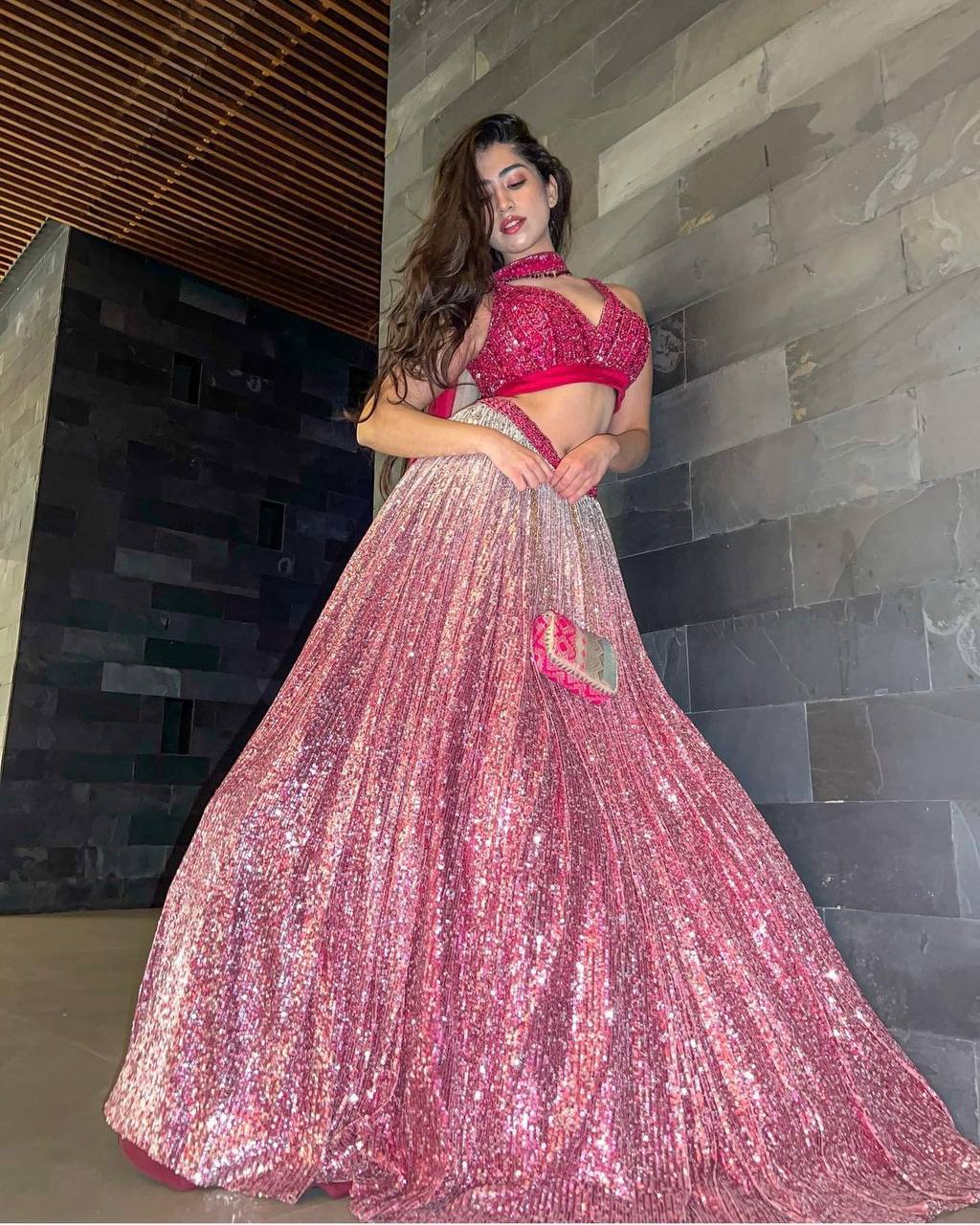 Trending Pink Color Shimmer Look Lehenga Choli - Joshindia