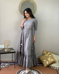 Fastival special cotton lurex  gown - Joshindia