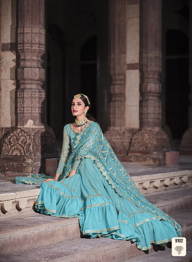 Buy Ruffle Lehenga Choli Online at Best Prices in Sky Blue Color - Joshindia
