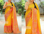 Yellow color kanjiveram silk saree - Joshindia