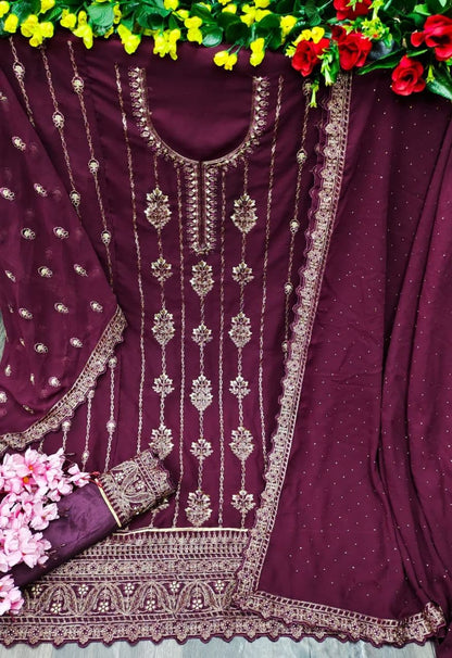 Trending  violet colour  pakistani suit at affordable price