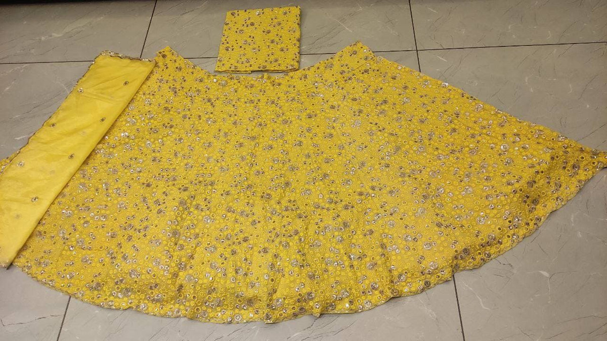 Yellow Color Georgette designer lehenga choli - Joshindia