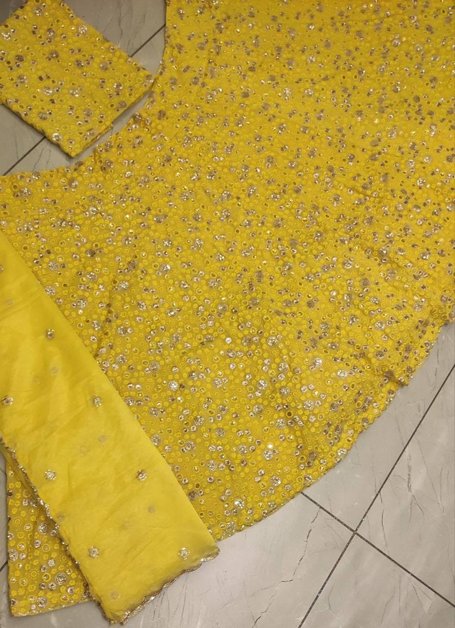 Yellow Color Georgette designer lehenga choli - Joshindia