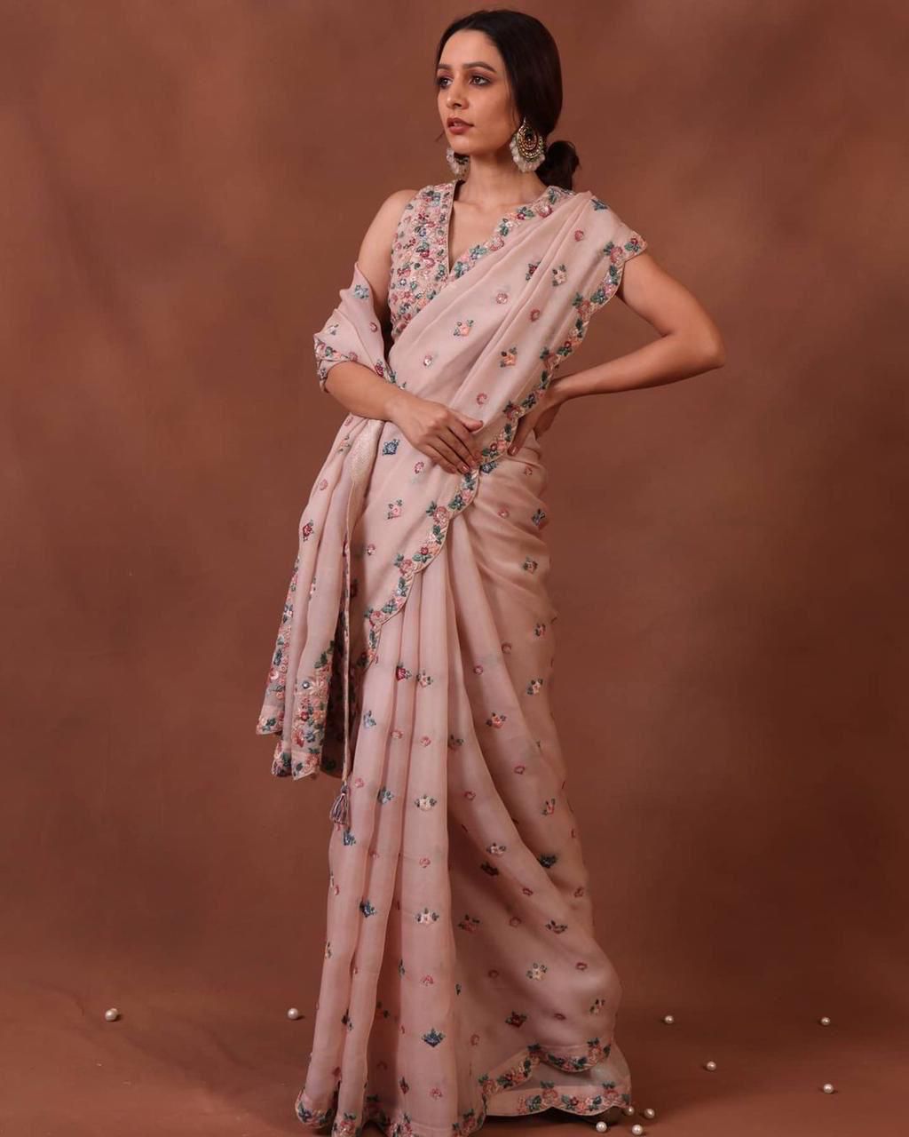 Peach Color Amazing Saree Collection In Online - Joshindia