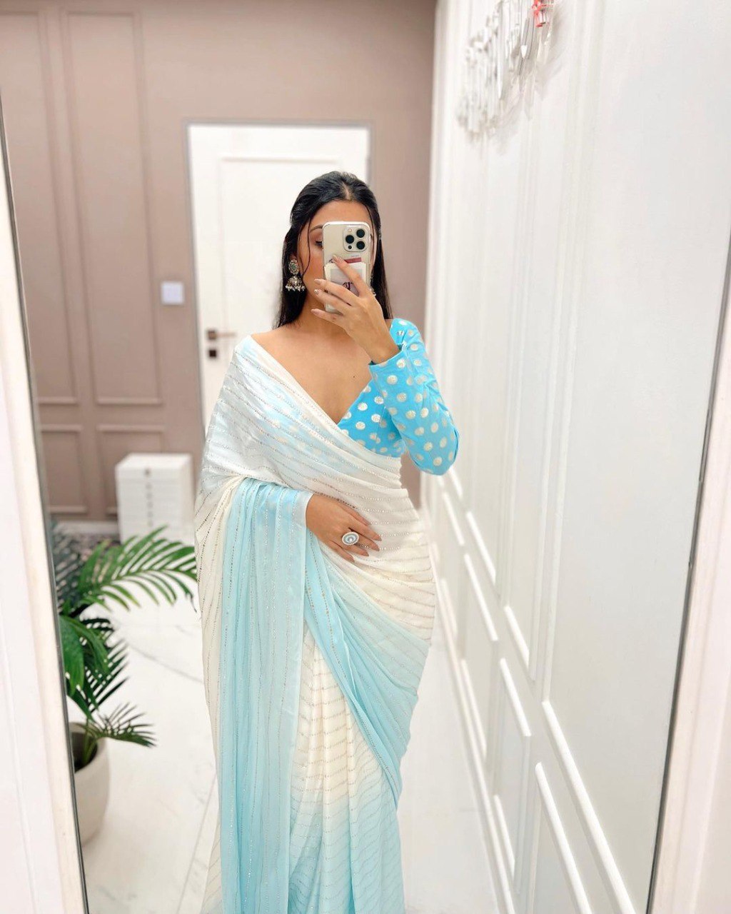 Sky Blue Color Designer Saree At Affordable Price - Joshindia