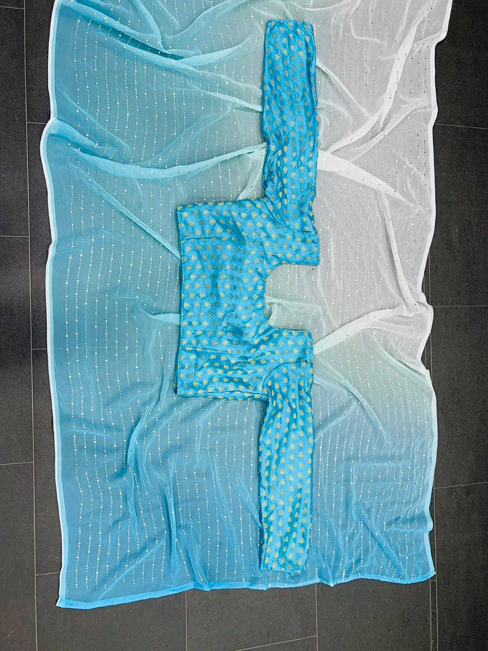 Sky Blue Color Designer Saree At Affordable Price - Joshindia