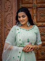 Navratri Special Designer Pista Color Lehenga Choli For Trendy Look - Joshindia