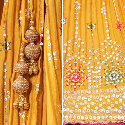 Designer Pink and Yellow Lehenga Choli For Wedding Look