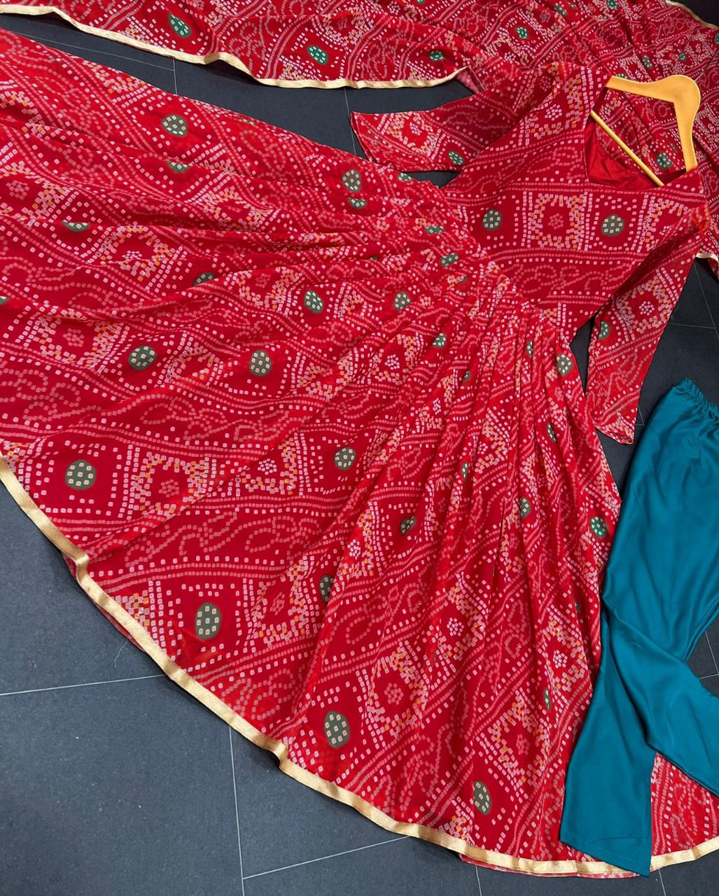 Red Color Bandhani Special Kurta Set Buy Online - Joshindia