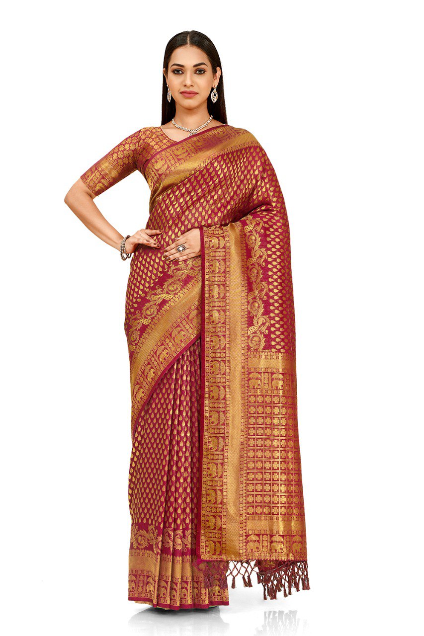 Red Color Weaving Saree For Trendy look - Joshindia