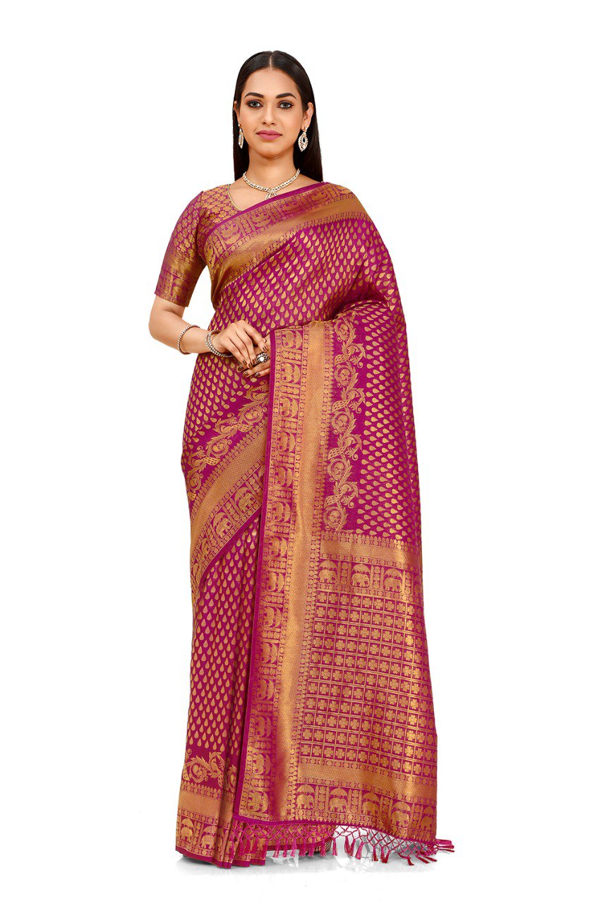 Pink Color Weaving Saree For Trendy look - Joshindia