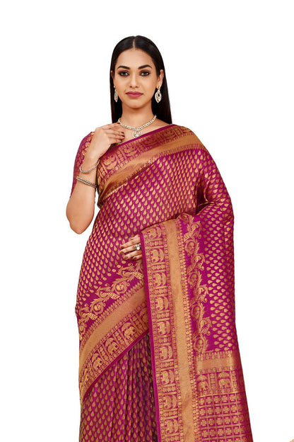 Pink Color Weaving Saree For Trendy look
