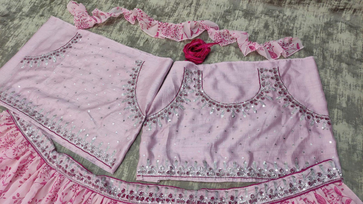 Digital Printed Baby Pink Lehenga Choli For Women - Joshindia