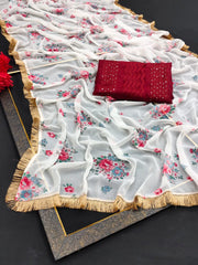 Beautiful printed designer saree buy online - Joshindia