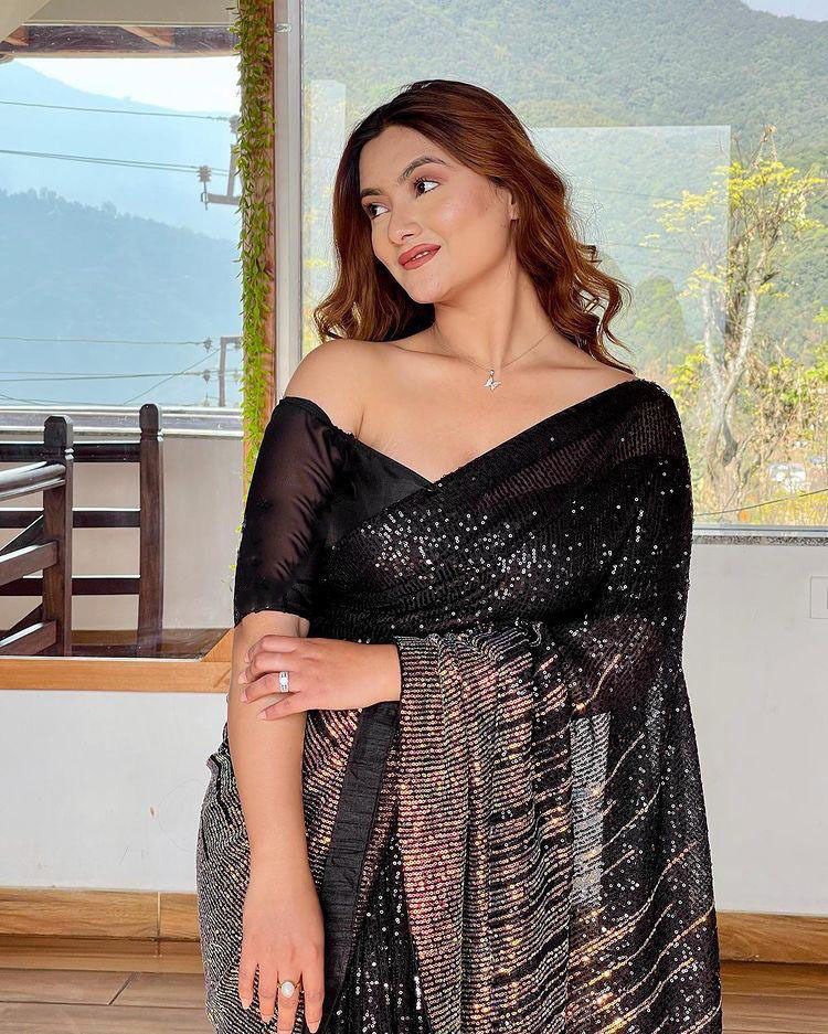 Gorgeous Sequin Designer Saree At affordable Price - Joshindia