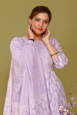 Lighr Purple Color Short anaarkali kurti with full flair sharara and dupatta - Joshindia
