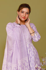 Lighr Purple Color Short anaarkali kurti with full flair sharara and dupatta - Joshindia