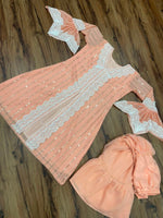 Peach Color Faux Georgette Embroided Sharara Suit - Joshindia