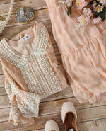 Peach Color Faux Georgette Embroided Sharara Suit - Joshindia