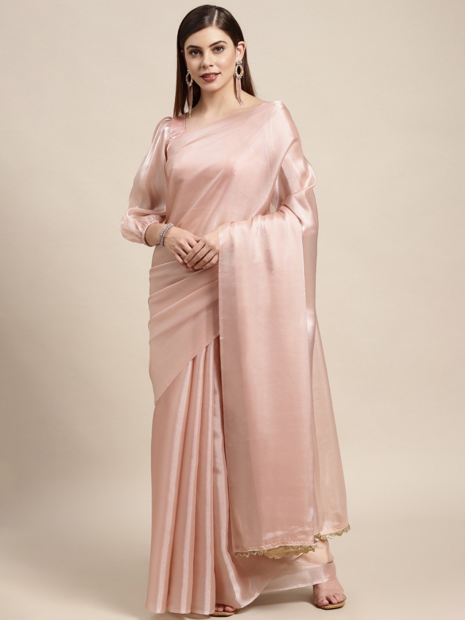 Buy Peach Color Latest Saree Collection Online in India - Joshindia
