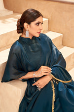 Buy Turcoish Color Latest Saree Collection Online in India - Joshindia