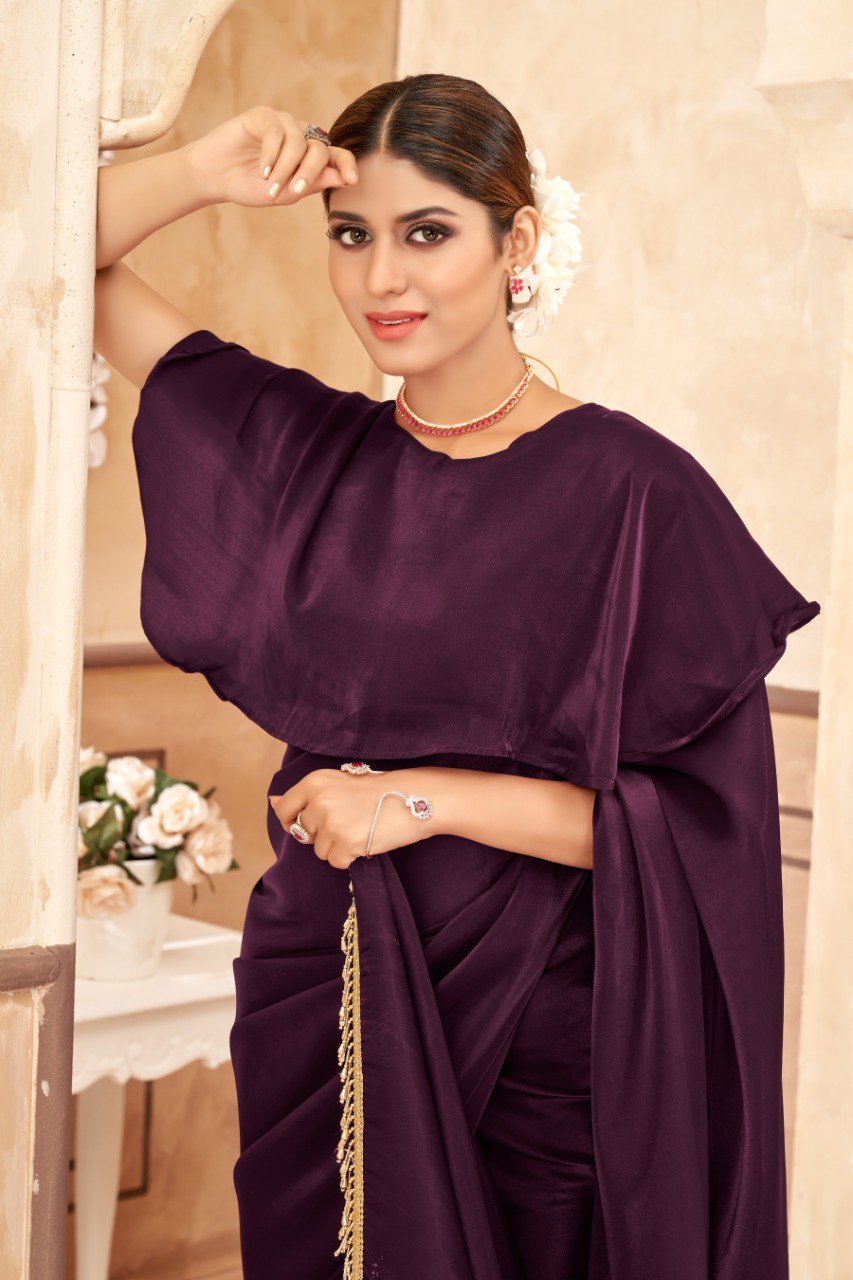 Buy Wine Color Latest Saree Collection Online in India