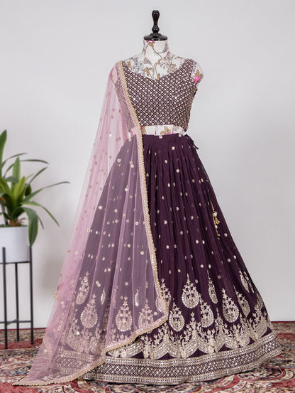 Purple Color Chikankari Lehenga online in India