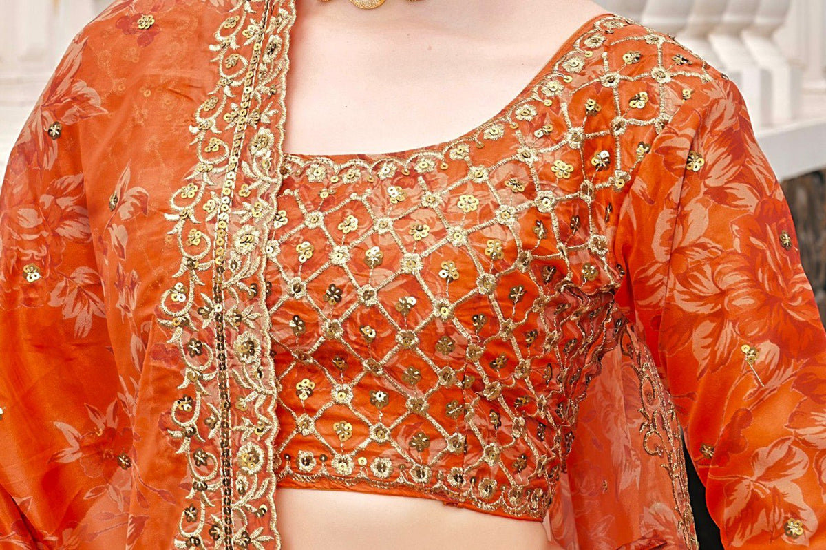Trending Orange Color Lehenga Choli For Wedding - Joshindia