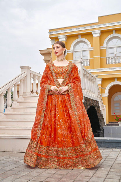 Trending Orange Color Lehenga Choli For Wedding
