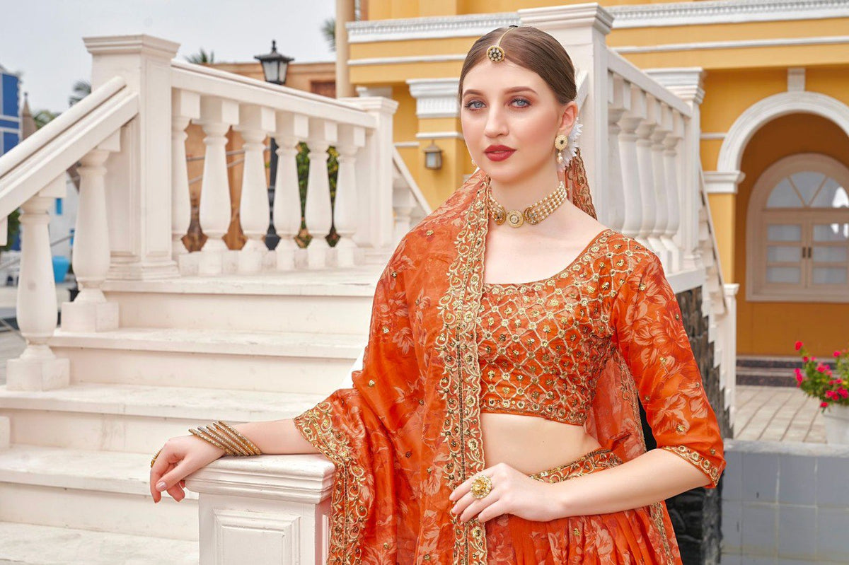 Trending Orange Color Lehenga Choli For Wedding - Joshindia