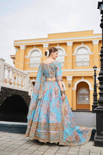 Trending Sky Blue Color Lehenga Choli For Wedding - Joshindia