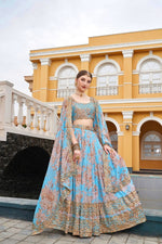 Trending Sky Blue Color Lehenga Choli For Wedding - Joshindia