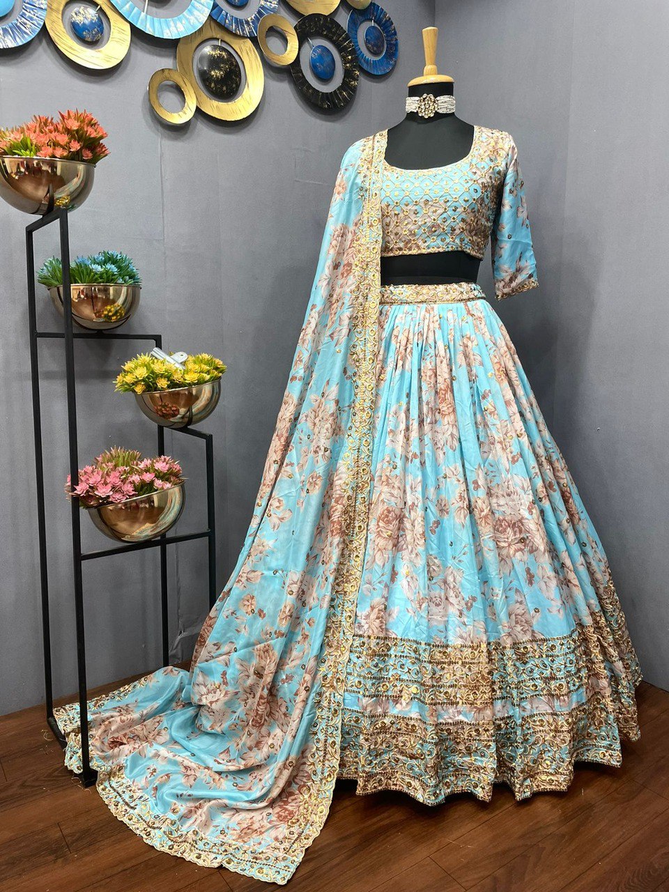Trending Sky Blue Color Lehenga Choli For Wedding - Joshindia