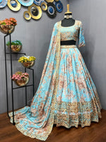 Trending Sky Blue Color Lehenga Choli For Wedding - Joshindia
