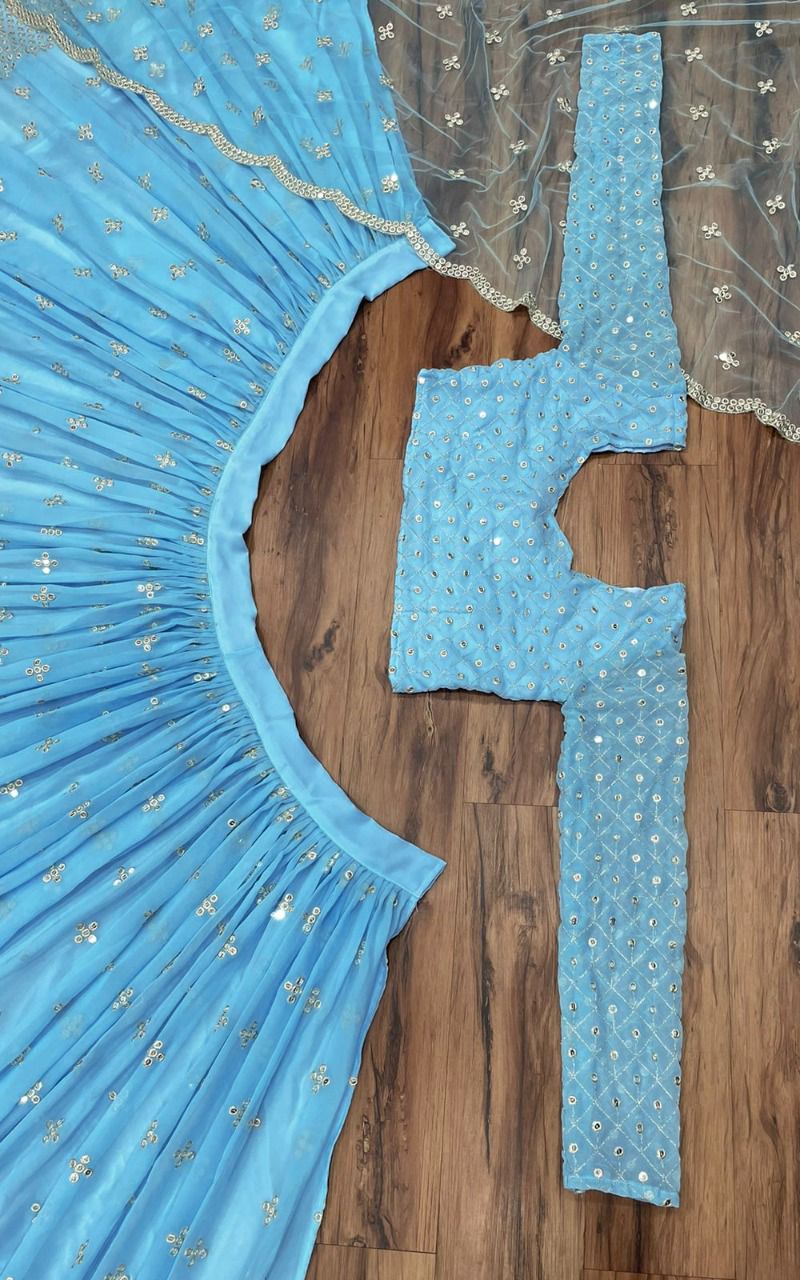 Sky Blue Color Lehenga Choli For Wedding Buy Now - Joshindia