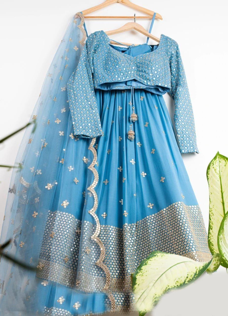 Sky Blue Color Lehenga Choli For Wedding Buy Now - Joshindia