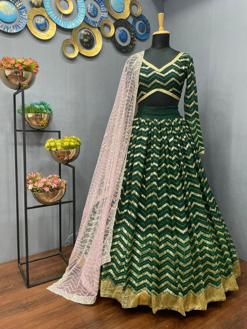 Green Color Lehenga Choli For Navratri Buy now