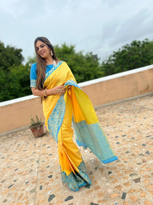 South Yellow Ready To Wear Saree