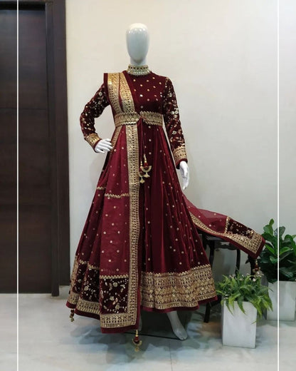 Maroon color Pakistani Wedding Dress Buy Online