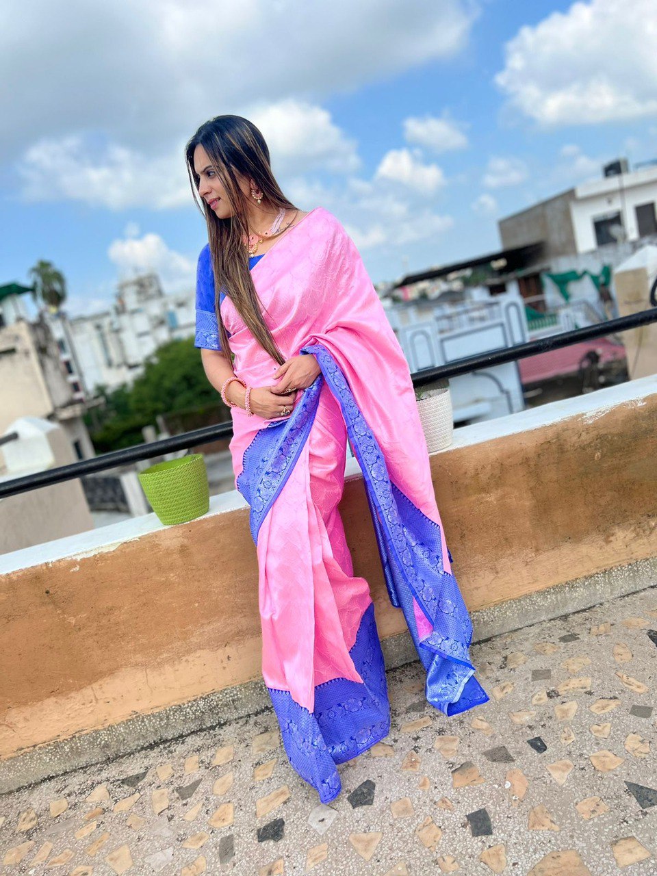 Baby Pink Ready To Wear Saree - Joshindia