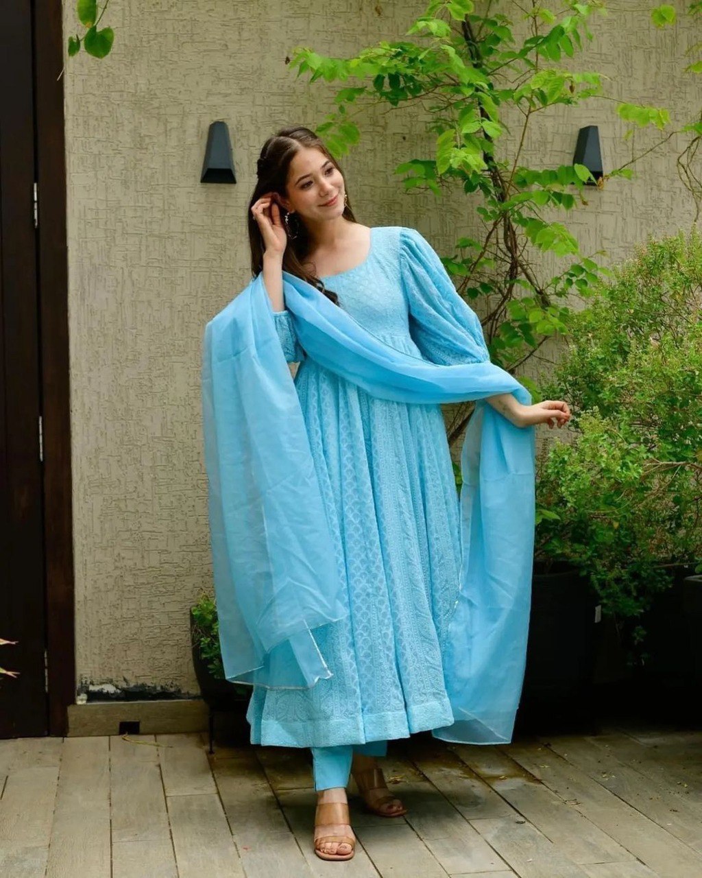 Amazing Sky Blue Color Kurta Set For Woman - Joshindia