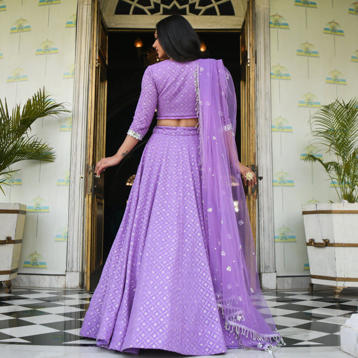 Buy Women's Lavender Thread Work Lehenga - Label Shaurya Sandhya Online at  Best Price | Trendia